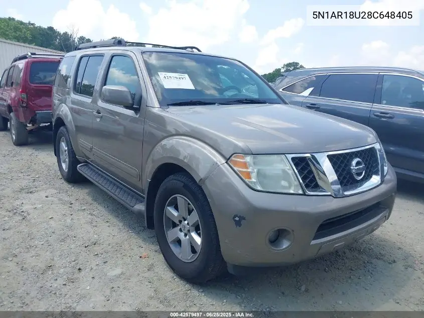 2008 Nissan Pathfinder Se VIN: 5N1AR18U28C648405 Lot: 42579497