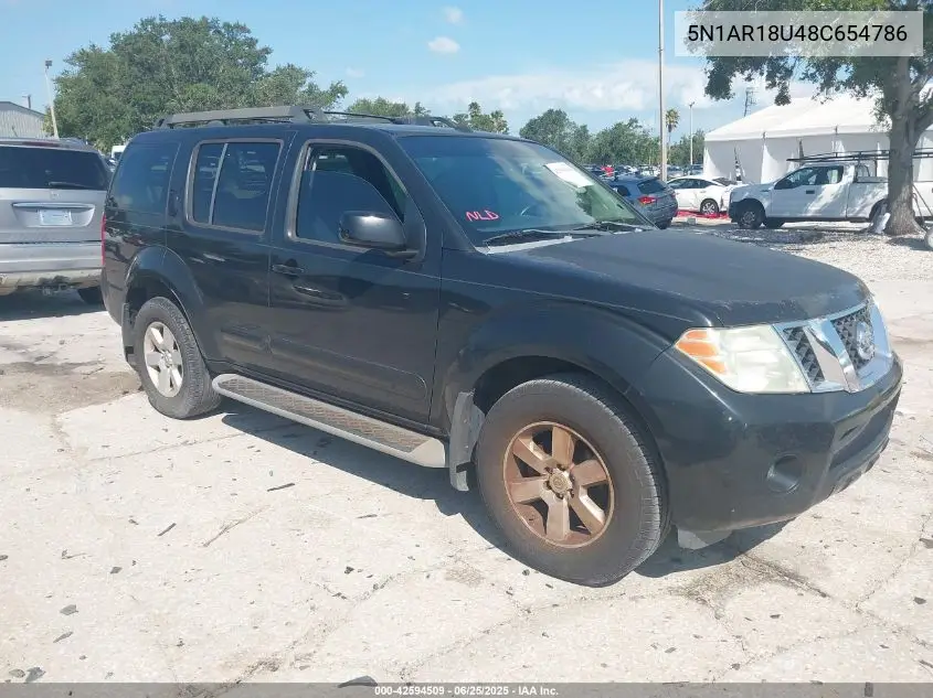 2008 Nissan Pathfinder Se VIN: 5N1AR18U48C654786 Lot: 42594509