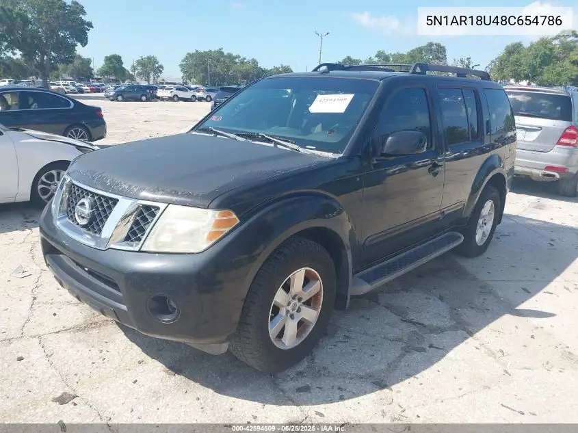 2008 Nissan Pathfinder Se VIN: 5N1AR18U48C654786 Lot: 42594509