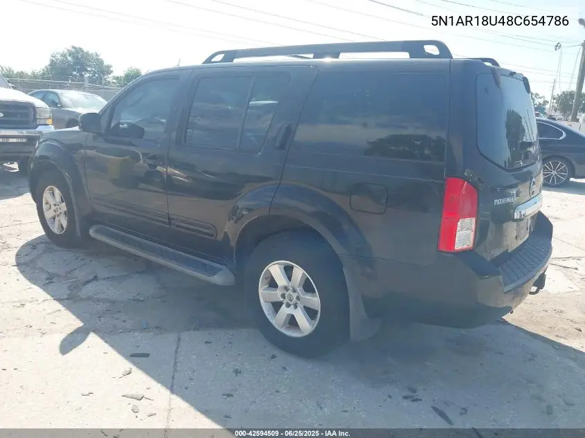 2008 Nissan Pathfinder Se VIN: 5N1AR18U48C654786 Lot: 42594509