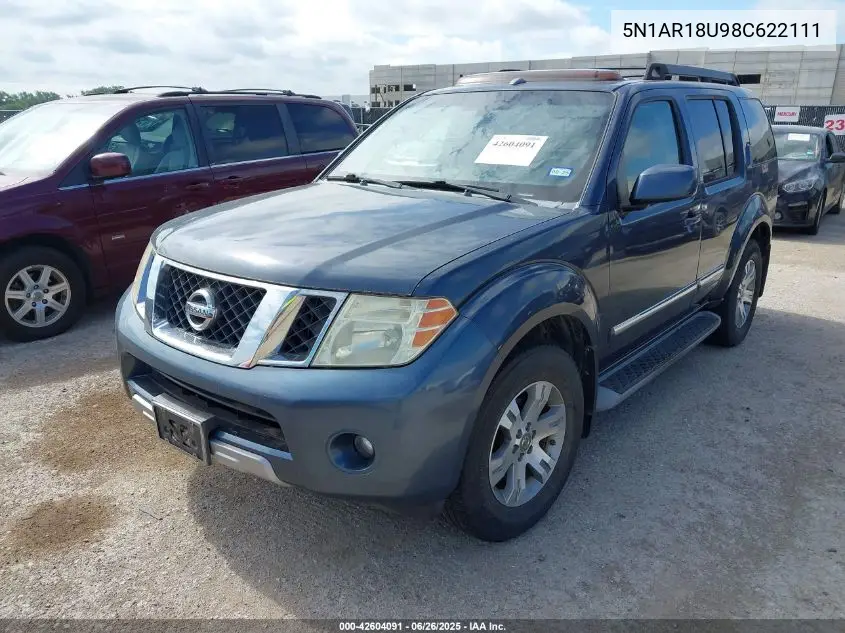 2008 Nissan Pathfinder Le VIN: 5N1AR18U98C622111 Lot: 42604091
