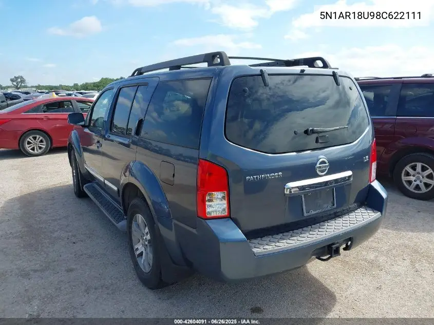 2008 Nissan Pathfinder Le VIN: 5N1AR18U98C622111 Lot: 42604091