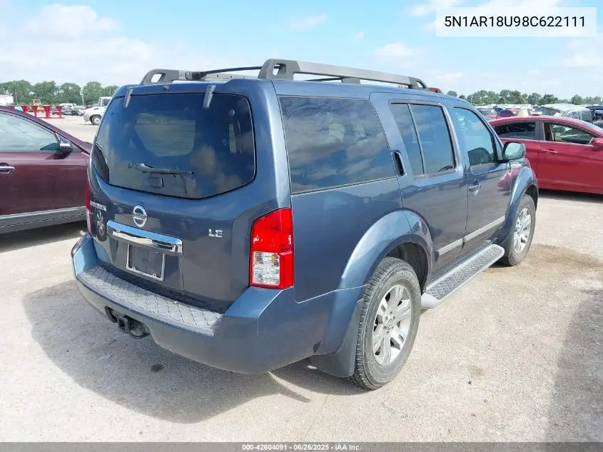 2008 Nissan Pathfinder Le VIN: 5N1AR18U98C622111 Lot: 42604091