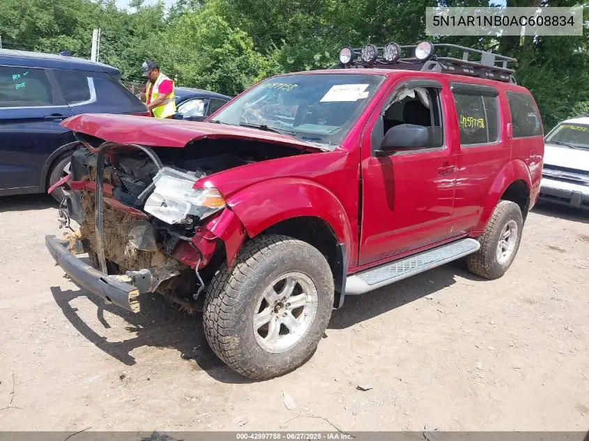 2010 Nissan Pathfinder S VIN: 5N1AR1NB0AC608834 Lot: 42597758