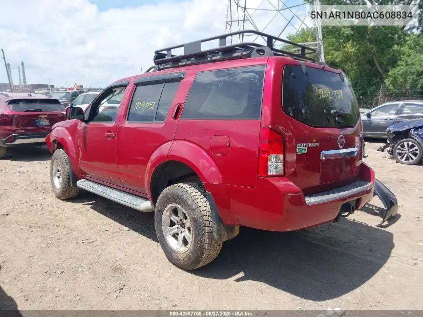 2010 Nissan Pathfinder S VIN: 5N1AR1NB0AC608834 Lot: 42597758
