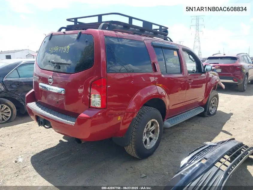2010 Nissan Pathfinder S VIN: 5N1AR1NB0AC608834 Lot: 42597758