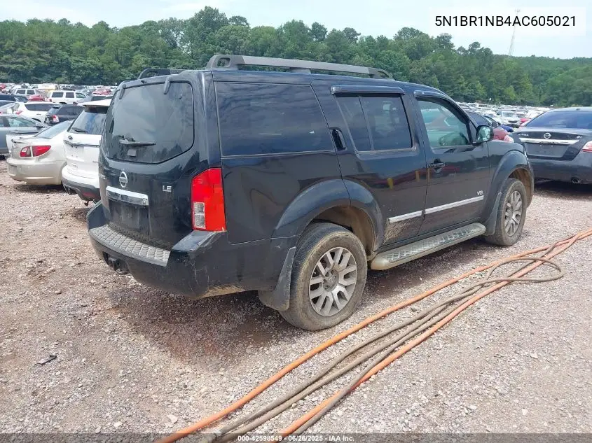 2010 Nissan Pathfinder Le V8 VIN: 5N1BR1NB4AC605021 Lot: 42598549