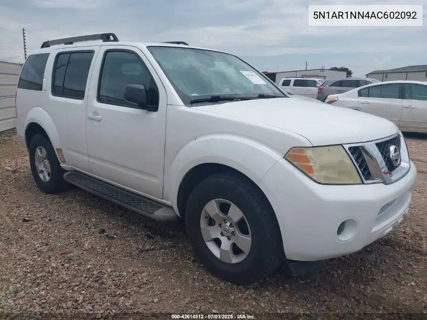 2010 Nissan Pathfinder S Fe+ VIN: 5N1AR1NN4AC602092 Lot: 42614312