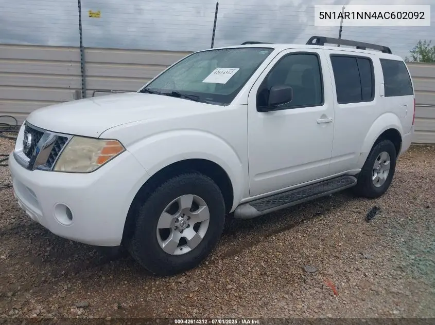 2010 Nissan Pathfinder S Fe+ VIN: 5N1AR1NN4AC602092 Lot: 42614312