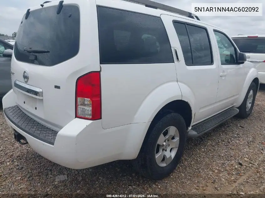 2010 Nissan Pathfinder S Fe+ VIN: 5N1AR1NN4AC602092 Lot: 42614312