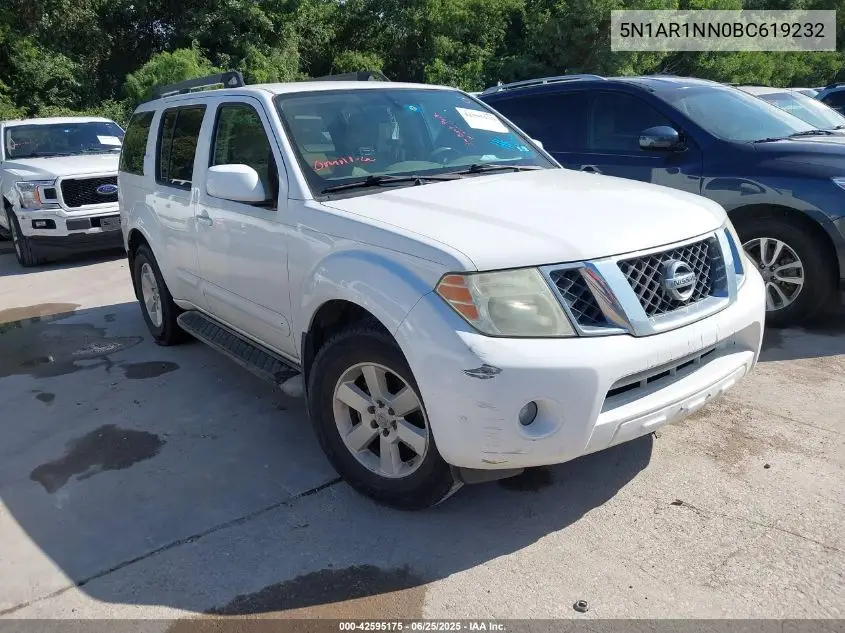 2011 Nissan Pathfinder Sv VIN: 5N1AR1NN0BC619232 Lot: 42595175