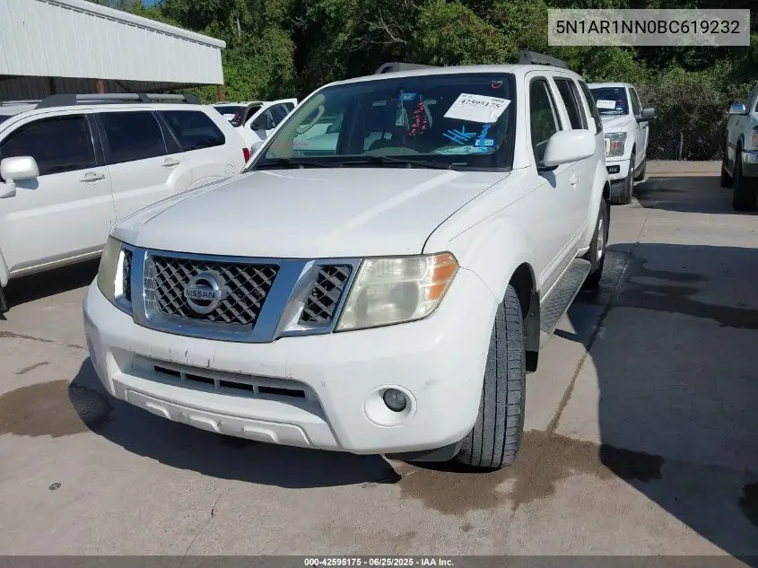 2011 Nissan Pathfinder Sv VIN: 5N1AR1NN0BC619232 Lot: 42595175