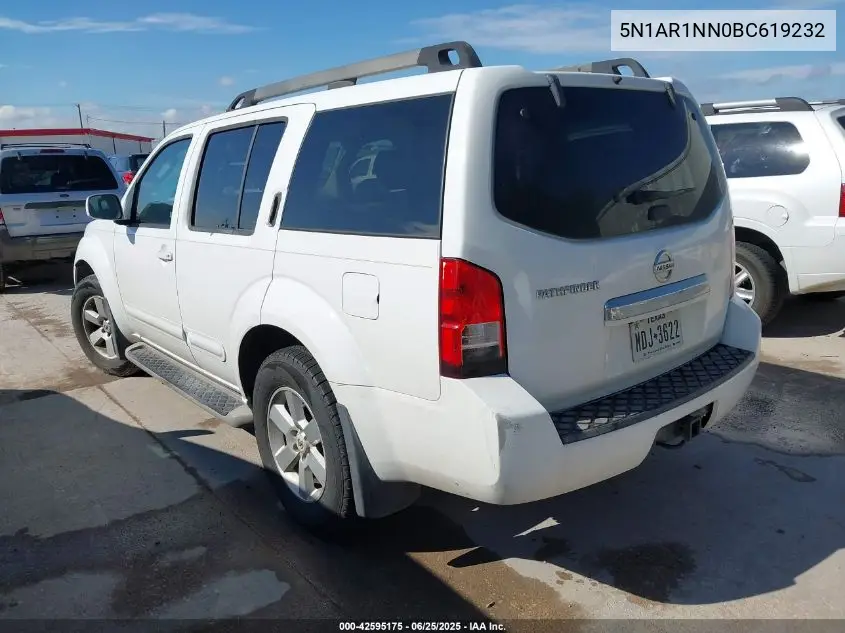 2011 Nissan Pathfinder Sv VIN: 5N1AR1NN0BC619232 Lot: 42595175