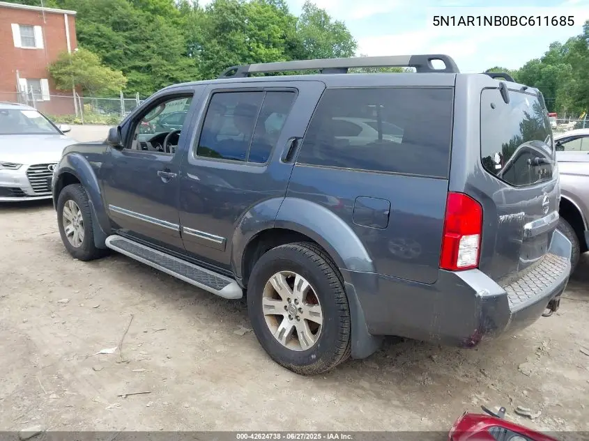 2011 Nissan Pathfinder Silver VIN: 5N1AR1NB0BC611685 Lot: 42624738
