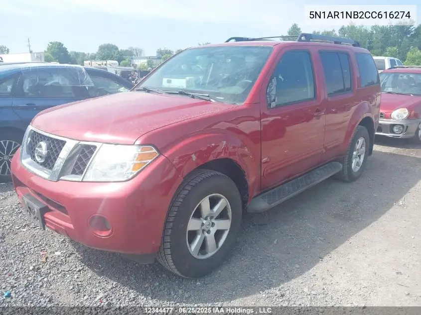 2012 Nissan Pathfinder VIN: 5N1AR1NB2CC616274 Lot: 12344477