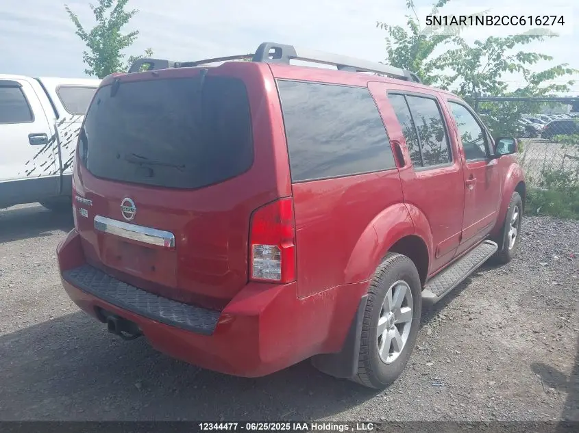 2012 Nissan Pathfinder VIN: 5N1AR1NB2CC616274 Lot: 12344477