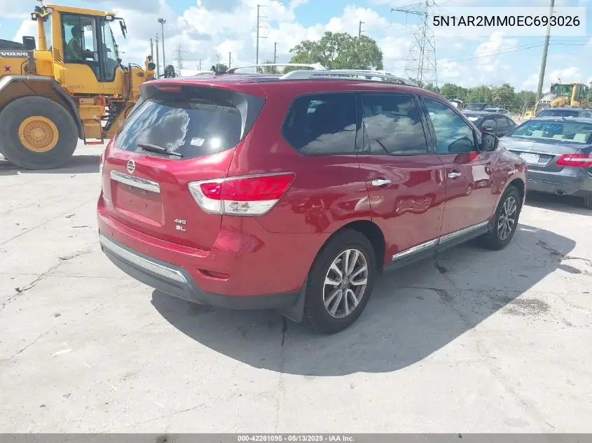 2014 Nissan Pathfinder Sl VIN: 5N1AR2MM0EC693026 Lot: 42261095