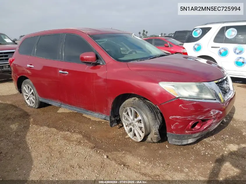 2014 Nissan Pathfinder S VIN: 5N1AR2MN5EC725994 Lot: 42608284