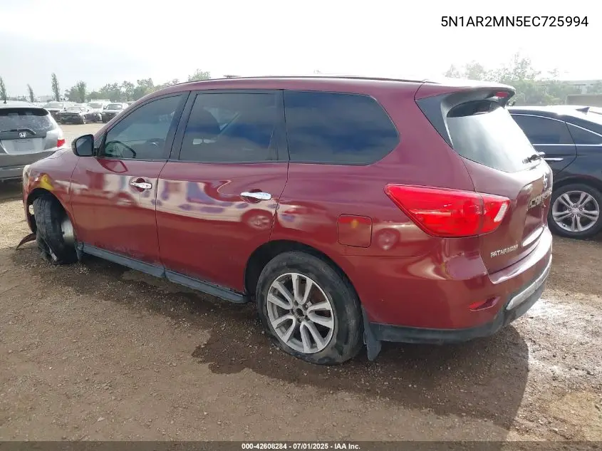 2014 Nissan Pathfinder S VIN: 5N1AR2MN5EC725994 Lot: 42608284