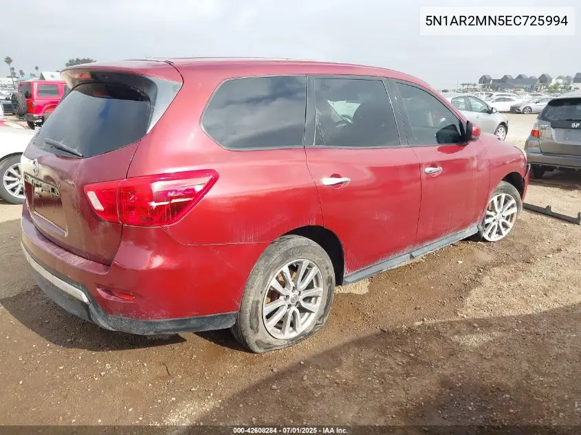 2014 Nissan Pathfinder S VIN: 5N1AR2MN5EC725994 Lot: 42608284
