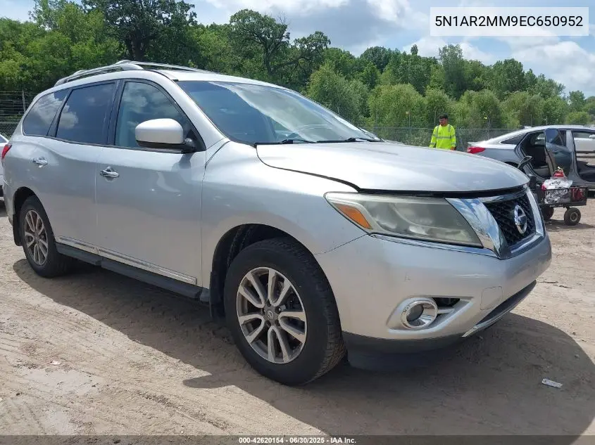 2014 Nissan Pathfinder Sl VIN: 5N1AR2MM9EC650952 Lot: 42620154