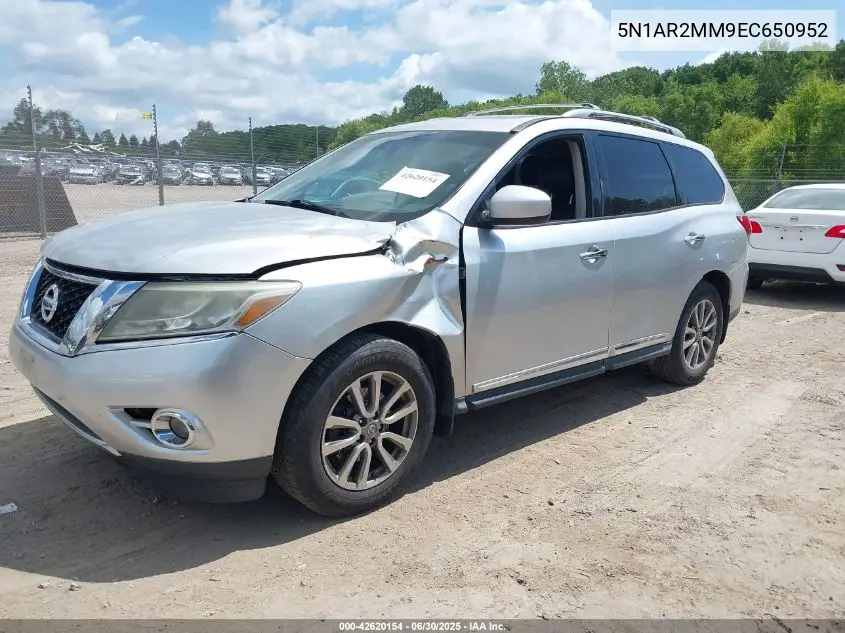 2014 Nissan Pathfinder Sl VIN: 5N1AR2MM9EC650952 Lot: 42620154