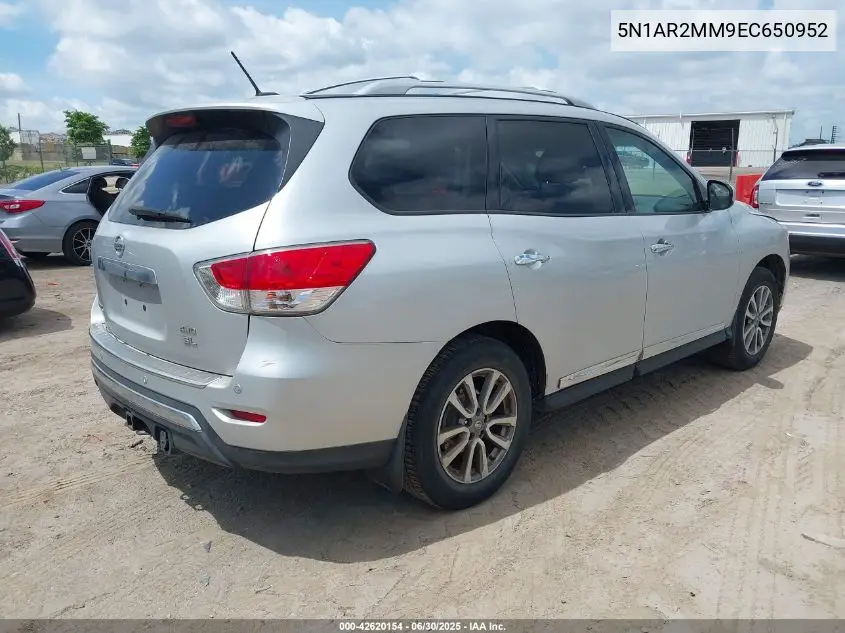 2014 Nissan Pathfinder Sl VIN: 5N1AR2MM9EC650952 Lot: 42620154