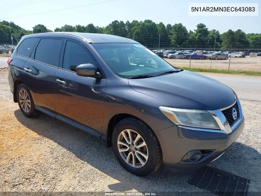 2014 Nissan Pathfinder S VIN: 5N1AR2MN3EC643083 Lot: 42621945