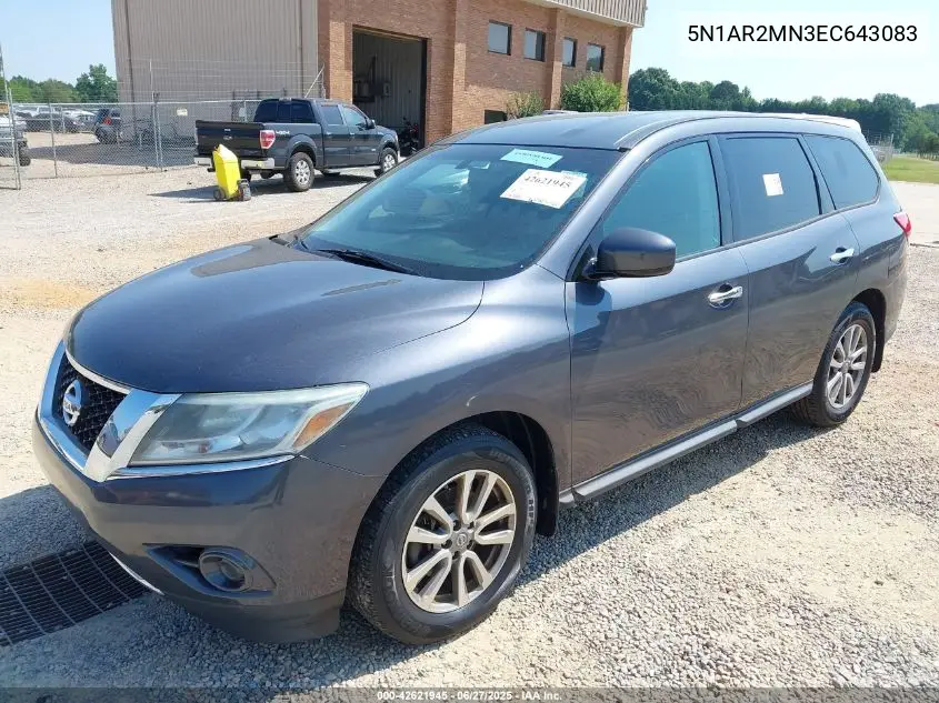 2014 Nissan Pathfinder S VIN: 5N1AR2MN3EC643083 Lot: 42621945