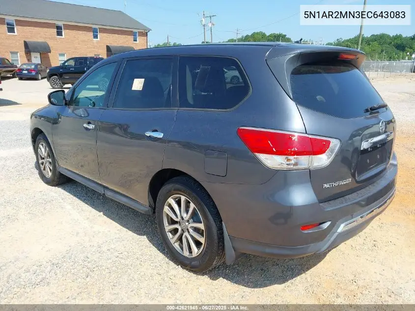2014 Nissan Pathfinder S VIN: 5N1AR2MN3EC643083 Lot: 42621945