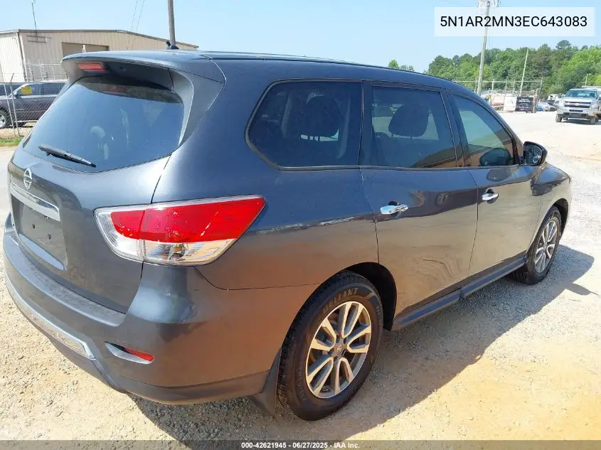 2014 Nissan Pathfinder S VIN: 5N1AR2MN3EC643083 Lot: 42621945