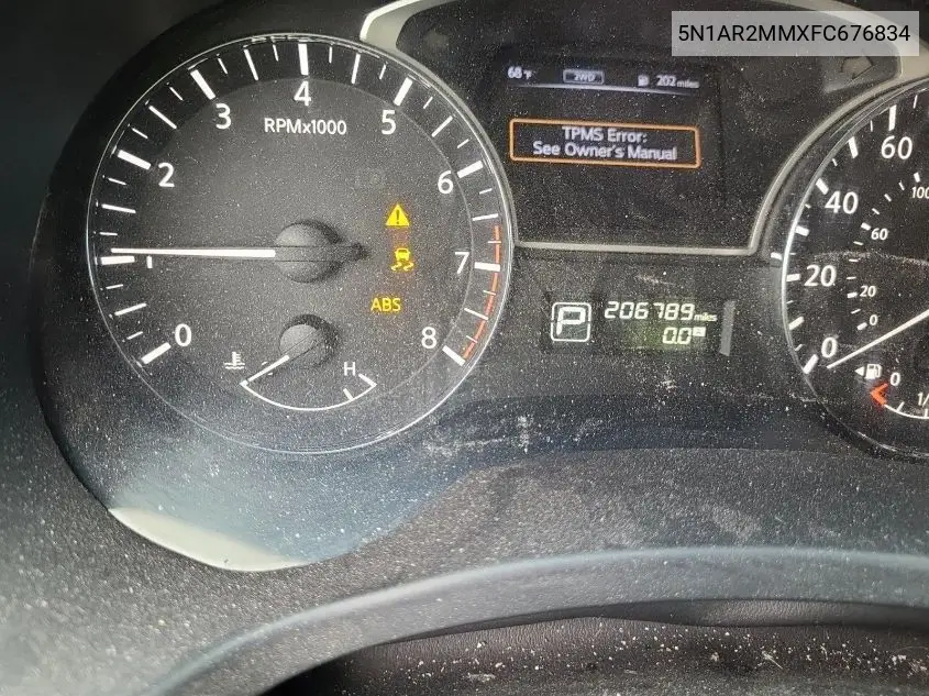 2015 Nissan Pathfinder S/Sv/Sl/Platinum VIN: 5N1AR2MMXFC676834 Lot: 42626424