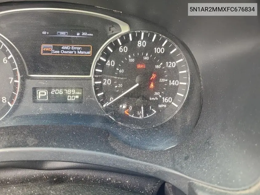 2015 Nissan Pathfinder S/Sv/Sl/Platinum VIN: 5N1AR2MMXFC676834 Lot: 42626424