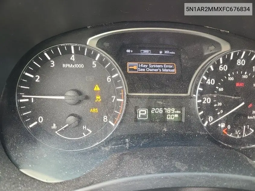 2015 Nissan Pathfinder S/Sv/Sl/Platinum VIN: 5N1AR2MMXFC676834 Lot: 42626424