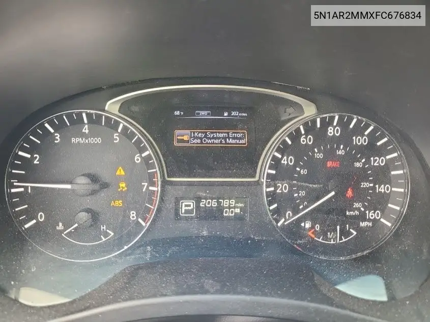 2015 Nissan Pathfinder S/Sv/Sl/Platinum VIN: 5N1AR2MMXFC676834 Lot: 42626424