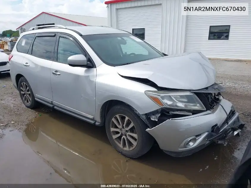2015 Nissan Pathfinder Sl VIN: 5N1AR2MNXFC670430 Lot: 42659023