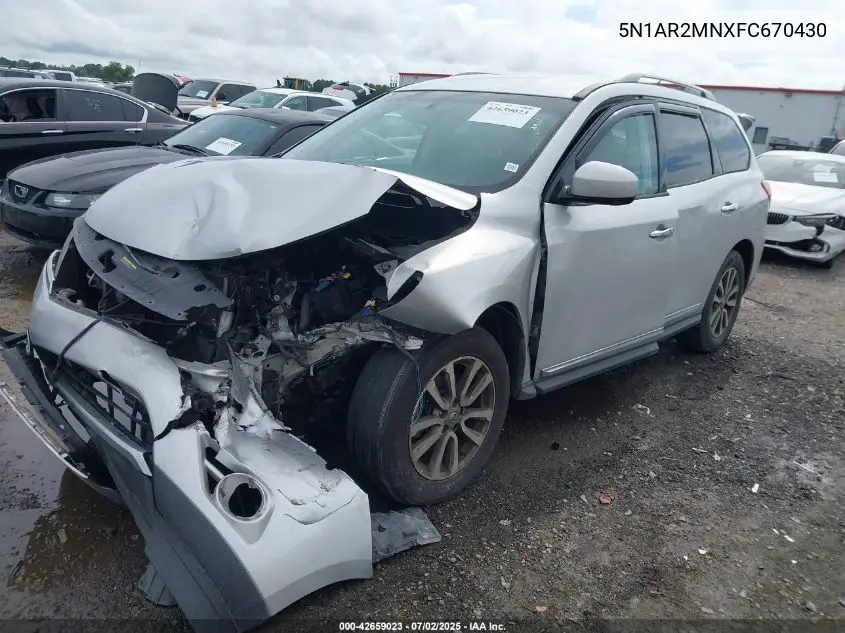 2015 Nissan Pathfinder Sl VIN: 5N1AR2MNXFC670430 Lot: 42659023