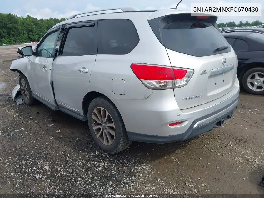 2015 Nissan Pathfinder Sl VIN: 5N1AR2MNXFC670430 Lot: 42659023