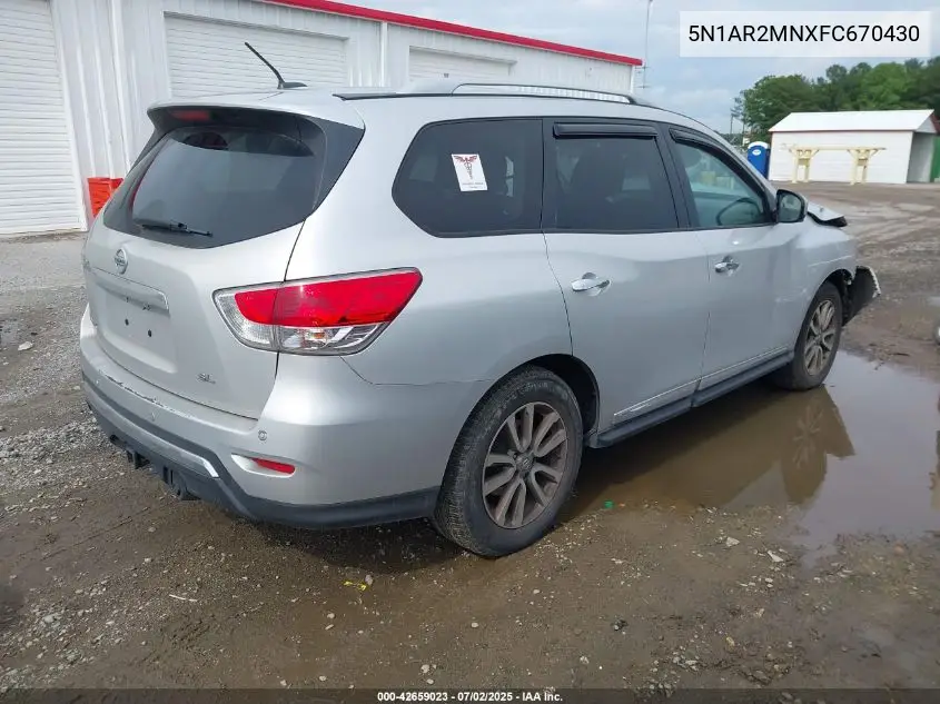 2015 Nissan Pathfinder Sl VIN: 5N1AR2MNXFC670430 Lot: 42659023