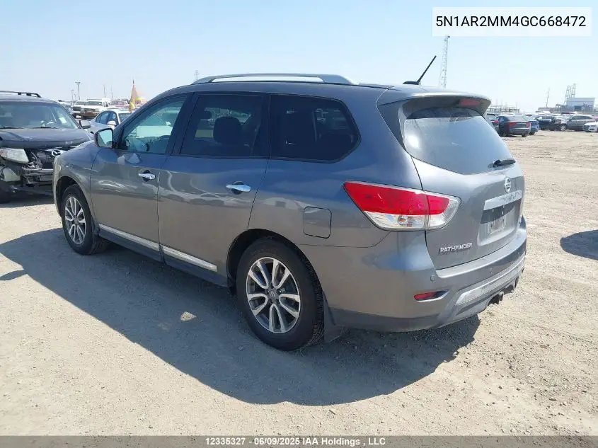 2016 Nissan Pathfinder Platinum/S/Sl/Sv VIN: 5N1AR2MM4GC668472 Lot: 12335327X