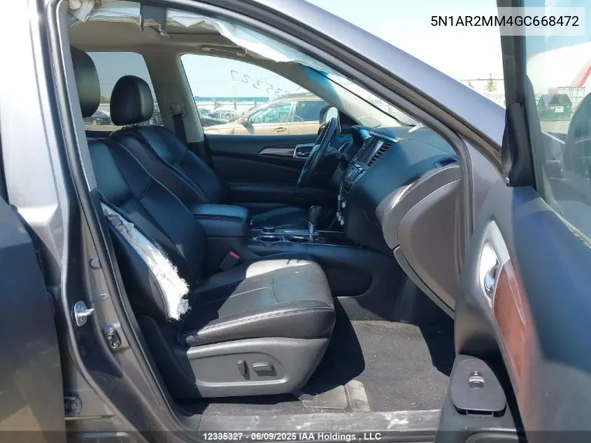 2016 Nissan Pathfinder Platinum/S/Sl/Sv VIN: 5N1AR2MM4GC668472 Lot: 12335327X
