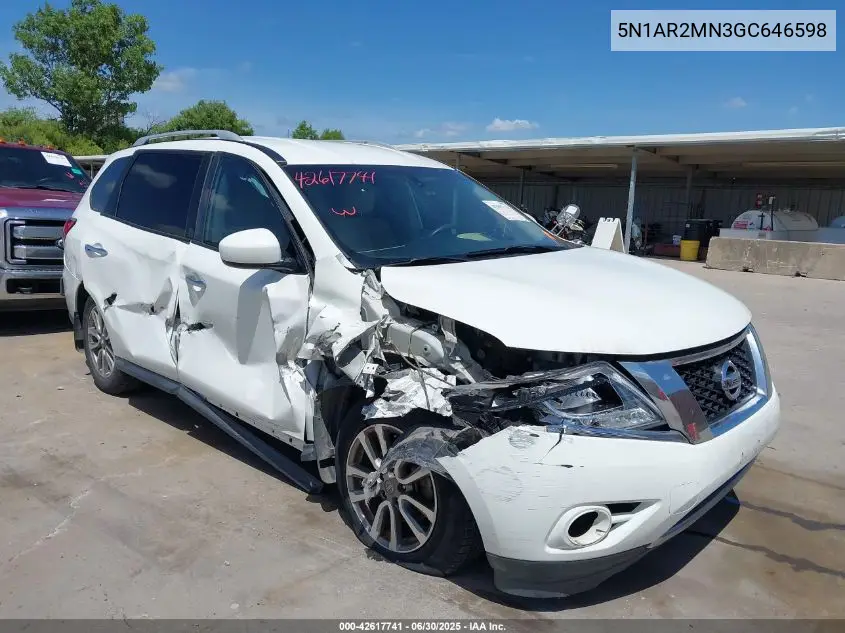 2016 Nissan Pathfinder S/Sv/Sl/Platinum VIN: 5N1AR2MN3GC646598 Lot: 42617741