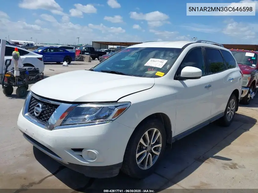 2016 Nissan Pathfinder S/Sv/Sl/Platinum VIN: 5N1AR2MN3GC646598 Lot: 42617741