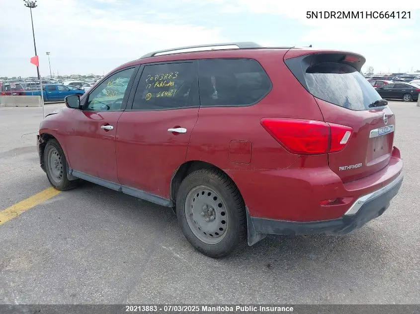 2017 Nissan Pathfinder S/Sv/Sl/Platinum VIN: 5N1DR2MM1HC664121 Lot: 20213883