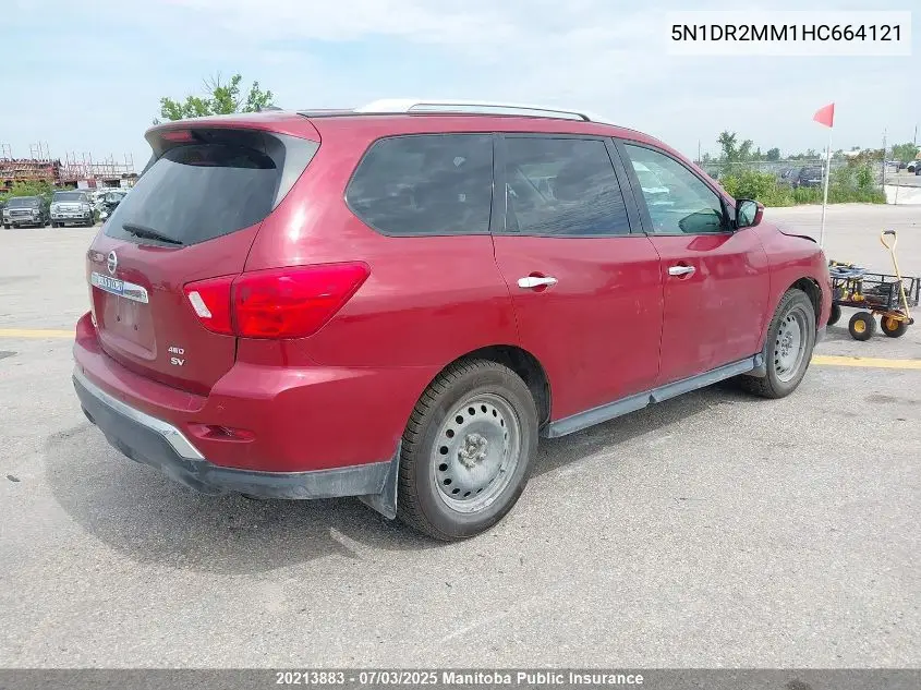 2017 Nissan Pathfinder S/Sv/Sl/Platinum VIN: 5N1DR2MM1HC664121 Lot: 20213883