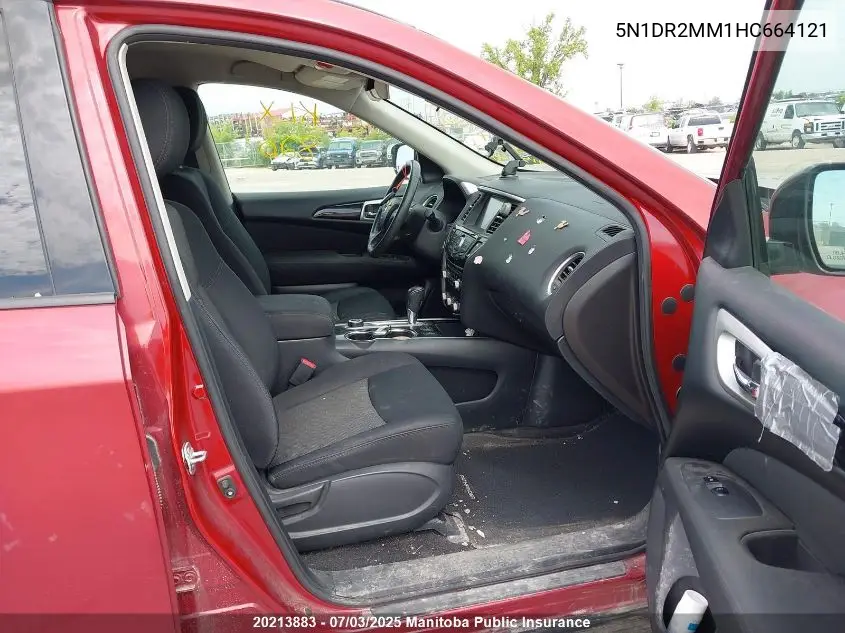 2017 Nissan Pathfinder S/Sv/Sl/Platinum VIN: 5N1DR2MM1HC664121 Lot: 20213883