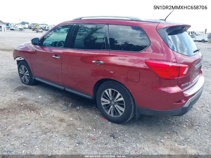 2017 Nissan Pathfinder Sv VIN: 5N1DR2MMXHC658706 Lot: 42618108