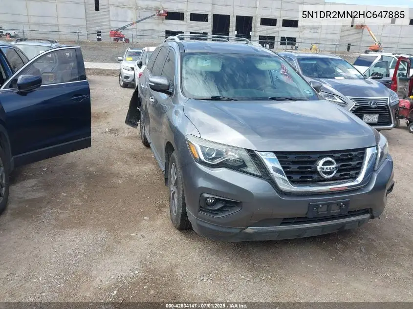 2017 Nissan Pathfinder Sv VIN: 5N1DR2MN2HC647885 Lot: 42634147