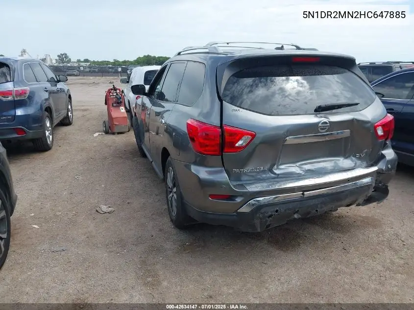 2017 Nissan Pathfinder Sv VIN: 5N1DR2MN2HC647885 Lot: 42634147