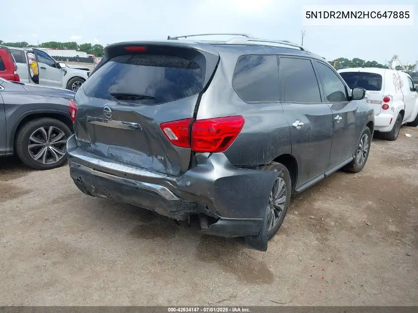 2017 Nissan Pathfinder Sv VIN: 5N1DR2MN2HC647885 Lot: 42634147